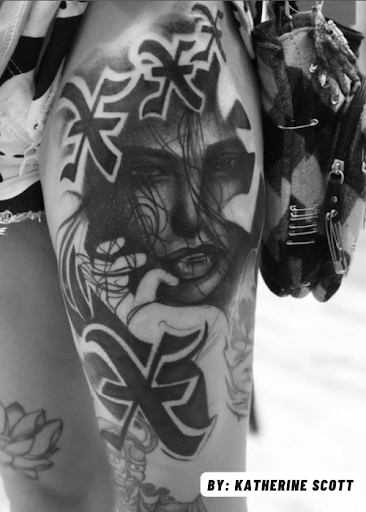 Explore back of ear tattoo ideas, creative tattoo ideas in San Diego, available at The Chrome Lady Tattoo