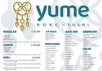 Menu / carte de Yume Poke Sushi à Rome