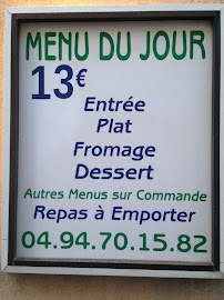 Restaurant Chez Bonne Maman à Régusse (le menu)