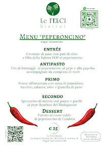 Le Felci Bistrot Restaurant e Bici Grill à Poggio San Lorenzo carte