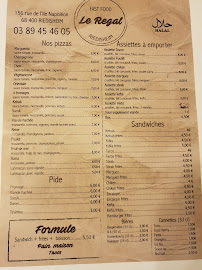 Carte du FAST-FOOD LE REGAL PIZZA, KEBAB, TACOS à Riedisheim