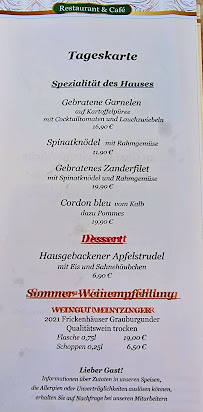 Menu du Restaurant Fischerbärbel à Veitshöchheim