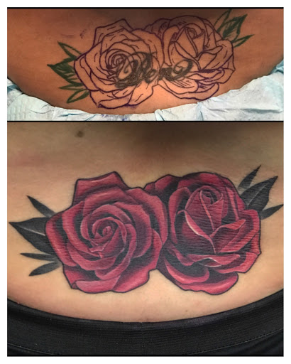 Explore record tattoo ideas, creative tattoo ideas in Atlanta, available at Golden Anchor Tattoo