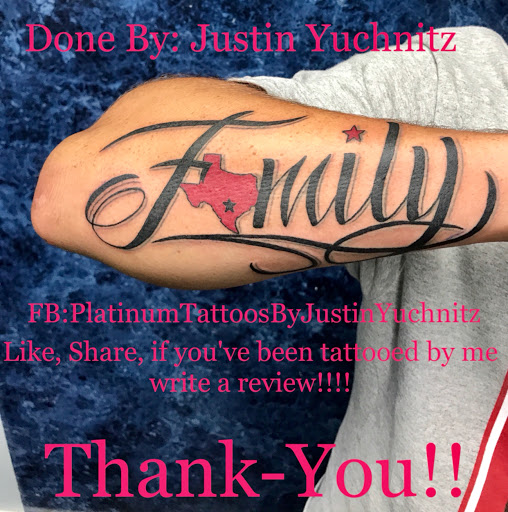 Explore inner biceps tattoo ideas, creative tattoo ideas in San Antonio, available at Platinum Tattoos & Piercings