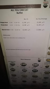 Sakura Restaurant à Berlin menu