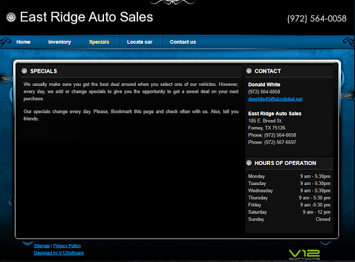 Used Car Dealer «East Ridge Auto Sales», reviews and photos, 201 Elm St, Forney, TX 75126, USA