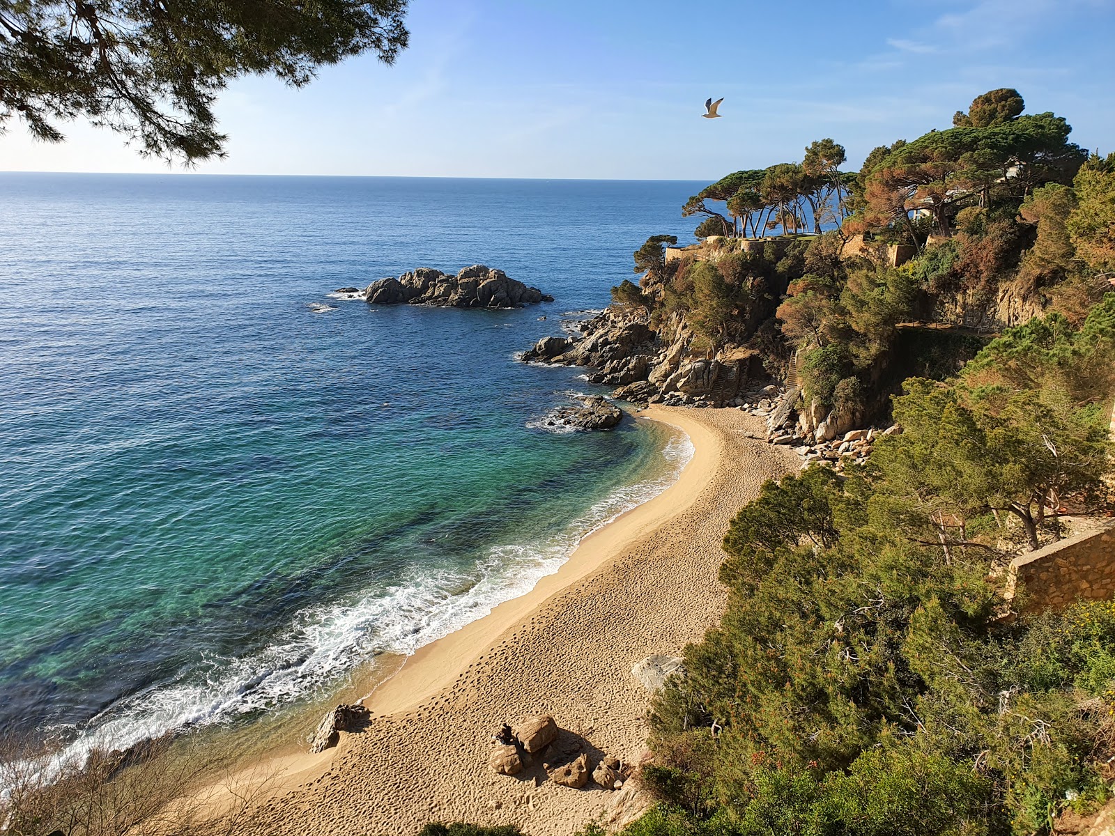 Foto di Cala Belladona con una superficie del sabbia beige