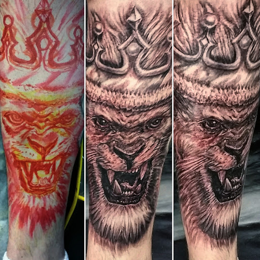 Explore cerberus tattoo ideas, creative tattoo ideas in Colton, available at Vengeance Ink Tattoo & body piercing