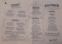 Restaurant Brasserie Bellanger à Paris (le menu)