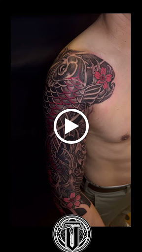 Explore dark tattoo sleeve ideas, creative tattoo ideas in Woodside, available at Vitruvian Tattoo Culture