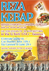 Menu / carte de Reza Kebap à Genoa