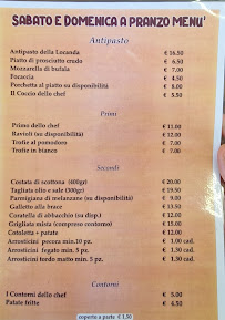 Menu / carte de La Locanda nel Parco à Monte Porzio Catone