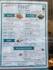 Menu / carte de POPOT' Bubble tea & Asian food à Paris