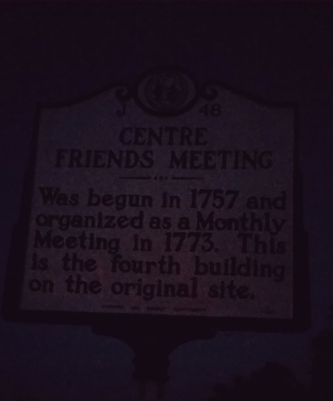 Center Friends Meeting historic marker