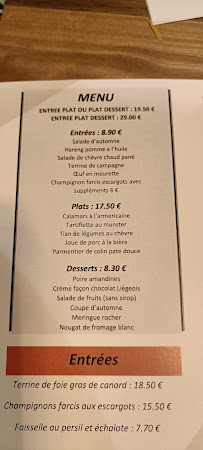 Menu / carte de L'Auberge à Laxou