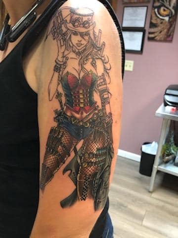 Explore skull neck tattoo ideas, creative tattoo ideas in Kenosha, available at Kenosha Tattoo Company