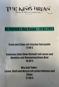Menu du The King Brian Bar and Restaurant à Feuchtwangen