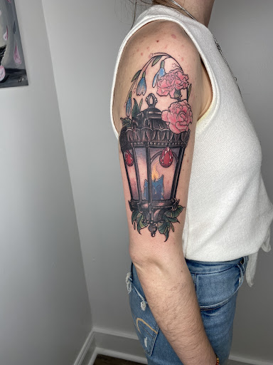 Explore tooled leather tattoo ideas, creative tattoo ideas in Lancaster, available at MermGoddess Tattoo Studio & Gallery