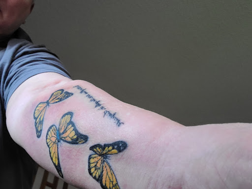 Explore mens angel tattoo ideas, creative tattoo ideas in Dodgeville, available at Vibe Body Art LLC