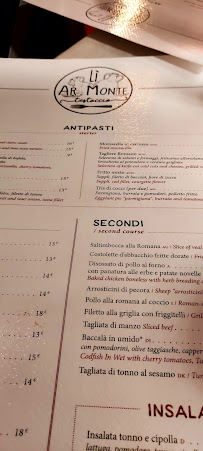 Restaurant Ar Monte Testaccio à Rome (le menu)
