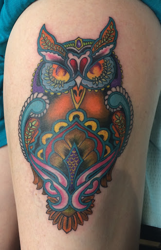 Explore blue line tattoo ideas, creative tattoo ideas in Myrtle Beach, available at Aces High Tattoo