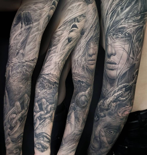 Explore cool back tattoo ideas, creative tattoo ideas in Ambler, available at Tattoo GalaxyAmbler Piercing & Custom Tattoos