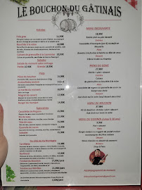 Menu du Le Bouchon du Gâtinais à Montargis