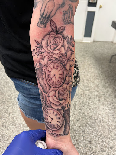Explore forearm sleeve tattoo ideas for females, creative tattoo ideas in Sanford, available at Luv Ink