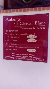 Carte du Auberge du Cheval Blanc à Sully-la-Chapelle