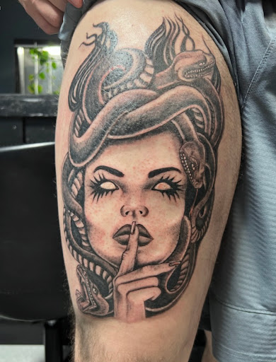 Explore knee tattoo ideas for woman, creative tattoo ideas in San Angelo, available at A1 Tattoos and Piercings