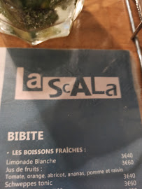 Carte du Restaurant La Scala à Valenciennes