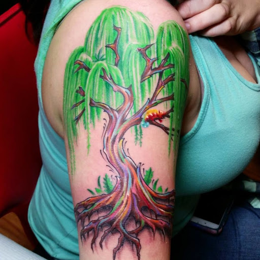 Explore godzilla tattoo ideas, creative tattoo ideas in Lewisburg, available at Acacia Tattoo Co.