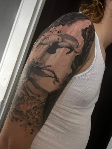 Explore tattoo forearm sleeve ideas, creative tattoo ideas in Valdosta, available at Acid Ink Tattoos