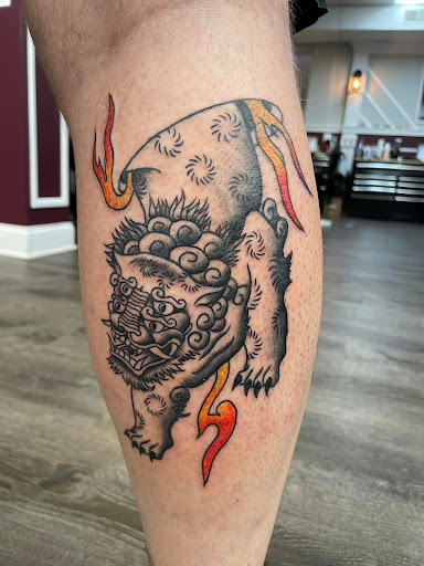 Explore patchwork sleeve tattoo ideas, creative tattoo ideas in Westland, available at Premier Tattoo Company Westland