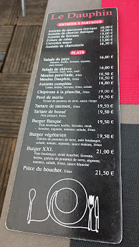 Carte du Bar Snack Le Dauphin à Saint-Jean-de-Luz