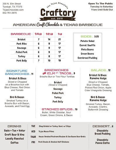 Barbecue Restaurant «Tejas Chocolate Craftory», reviews and photos, 200 N Elm St, Tomball, TX 77375, USA
