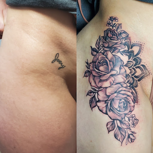 Explore flower finger tattoo ideas, creative tattoo ideas in New Bedford, available at Little City Tattoos