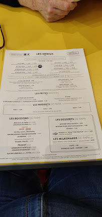 Les Burgers de Papa à Versailles menu