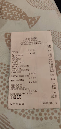 Menu du Ristorante Pizzeria Gustavo Orzinuovi à Orzinuovi