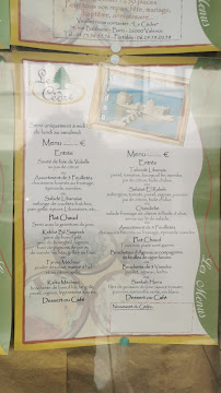 Carte du Restaurant Le Cèdre à Valence