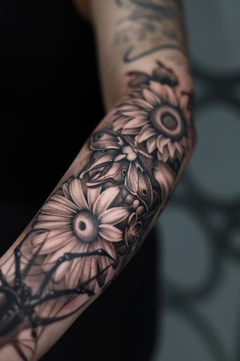 Explore leaf tattoo ideas, creative tattoo ideas in Southfield, available at Enki Tattoo