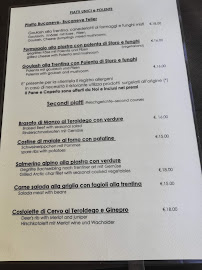 Menu du Ristorante Osteria Tipica Trentina Bucaneve à Molveno