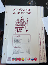 Restaurant français Au Cadet de Gascogne à Paris (le menu)