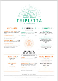 Menu / carte de Tripletta Latin à Paris