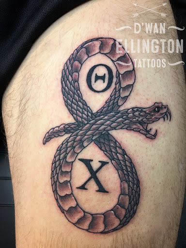 Explore leg tattoos men ideas, creative tattoo ideas in Terre Haute, available at Under the Gun Inc