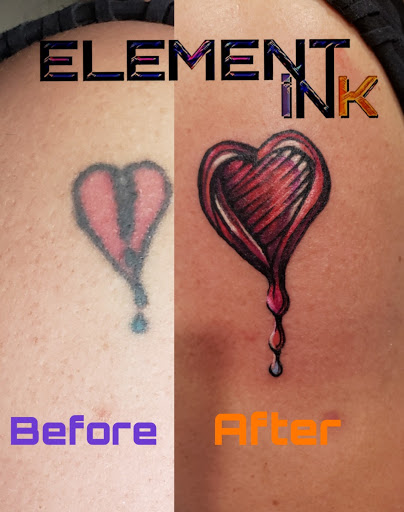 Explore heart tattoo cover up ideas, creative tattoo ideas in Fulton, available at ELEMENT iNK