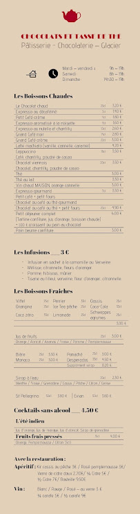 Carte du Chocolats et Tasse de Thé - Macon à Mâcon