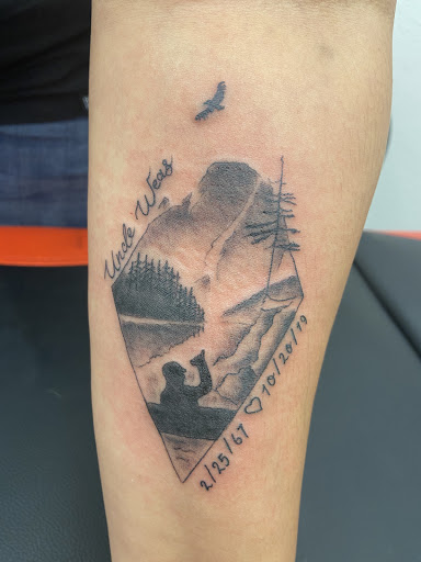 Explore santa muerte tattoo ideas, creative tattoo ideas in Lewiston, available at Walkins tattoos studio