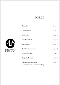 BISTROT 4.5 à Rome carte