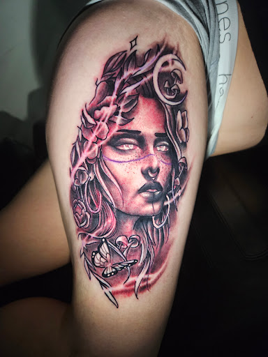 Explore grandmother tattoo ideas, creative tattoo ideas in Angola, available at Hoodlum Ink